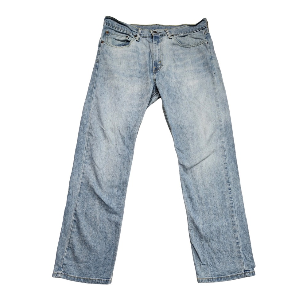 Levi Strauss 505 Regular Fit Straight Leg Jeans Light Wash Blue Mens 34x32
